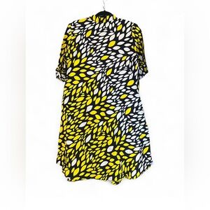 Yellow and Black Leaf Pattern Dress